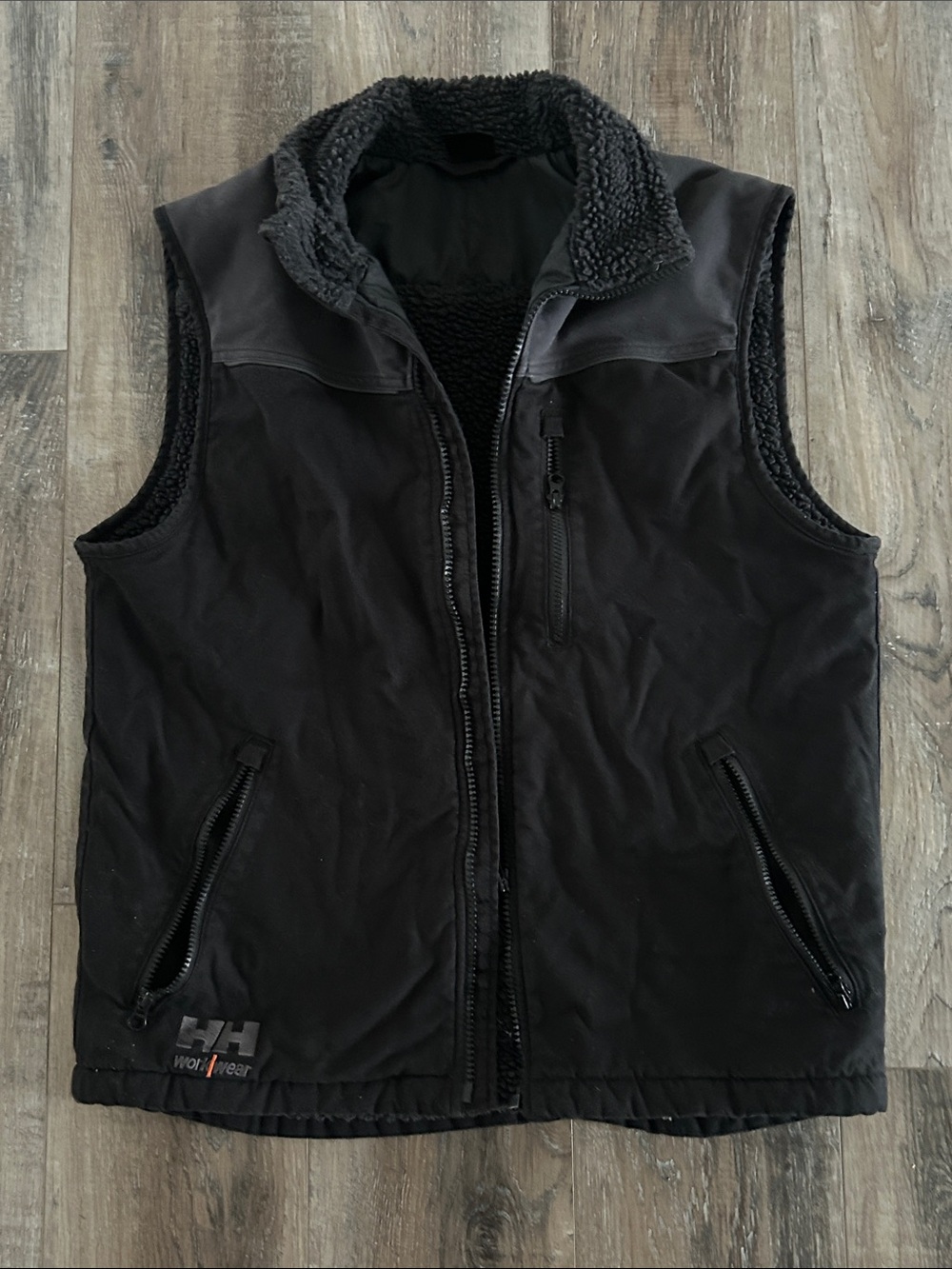 Helly Hansen Black Sherpa-Lined Work Vest with Zip Pockets